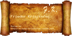 Frieder Krisztofer névjegykártya